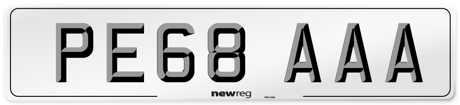PE68 AAA Number Plate from New Reg
